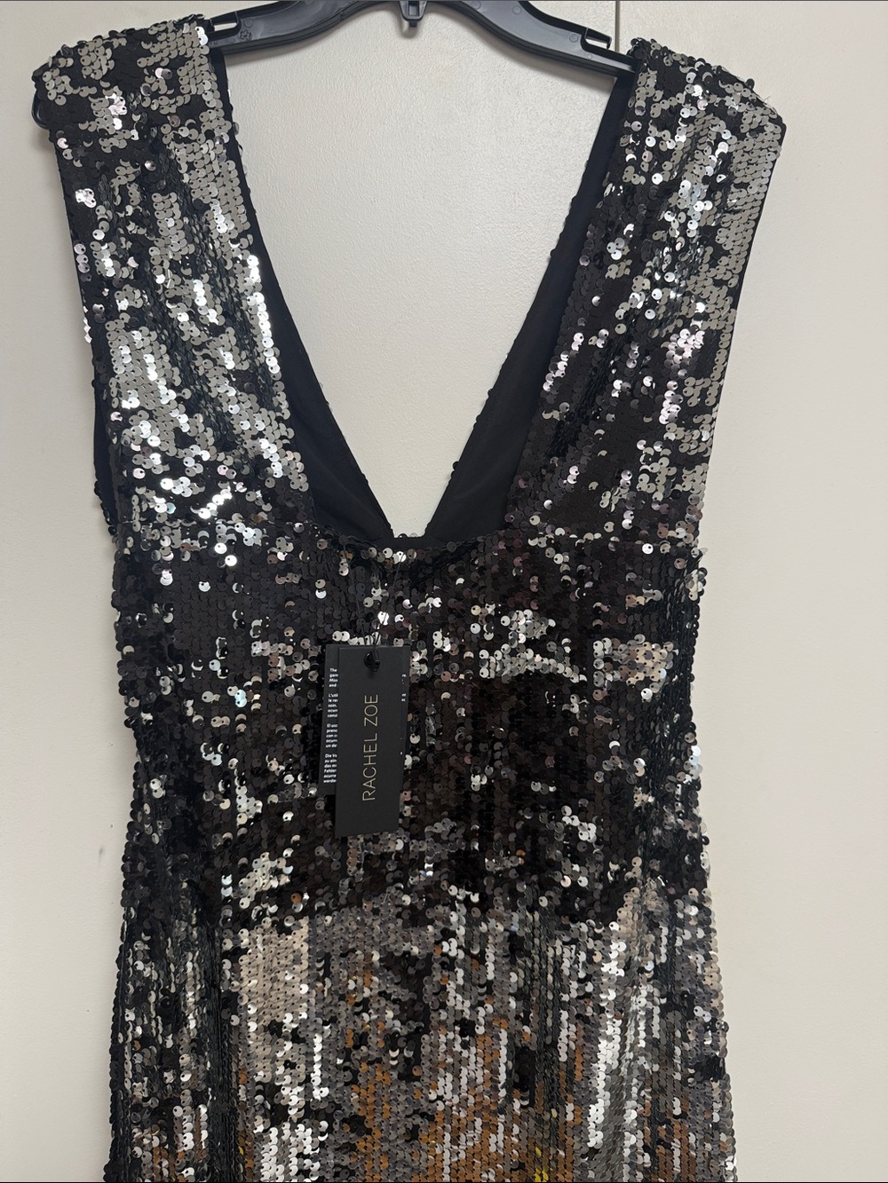 NWT | Rachel Zoe Silver and Black Long Sleeve Venus Gown Size 6 & 8 - Picture 6 of 8